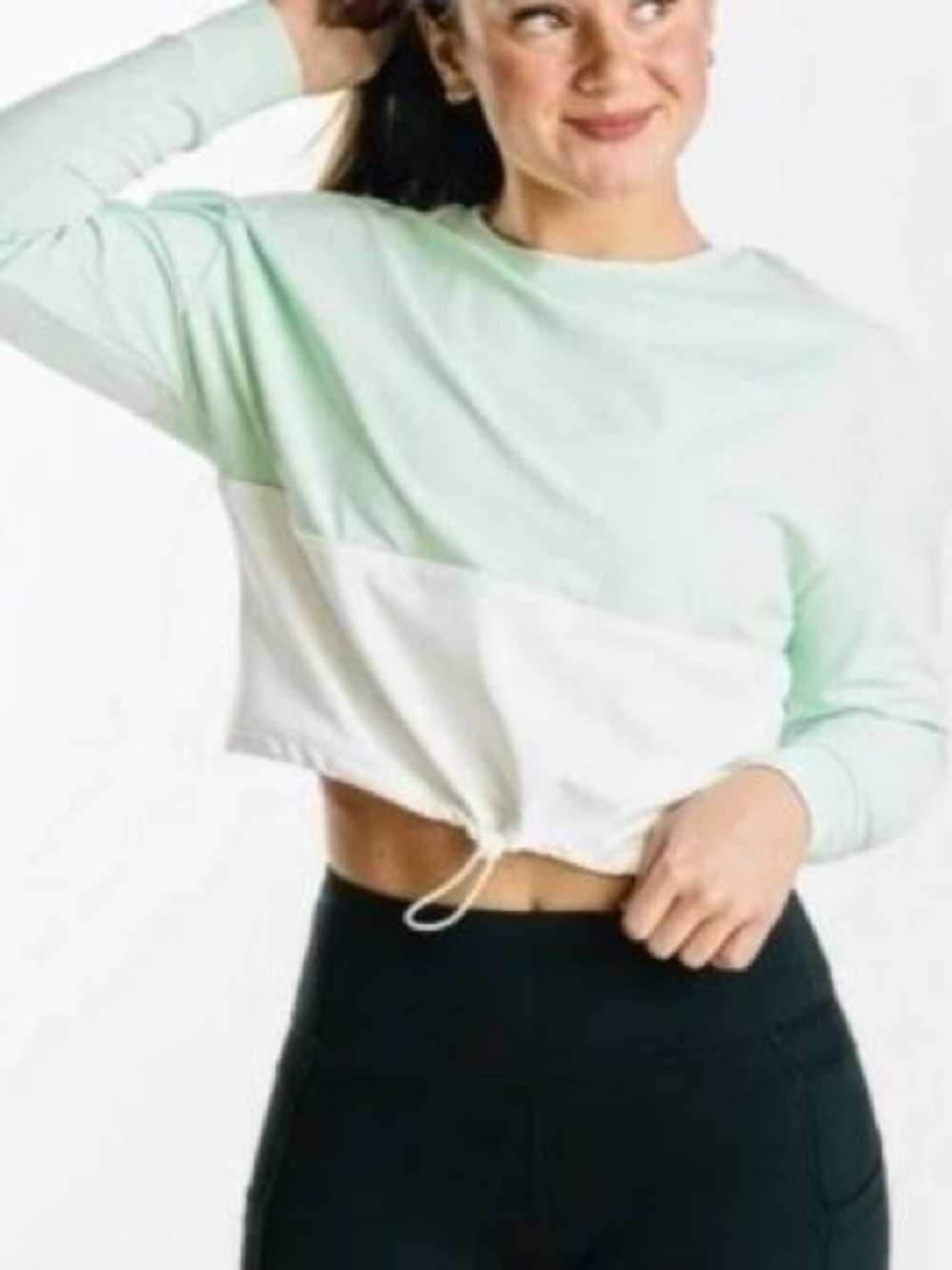 NWT Zyia Active Nyanza Cinch Crop Long Sleeve T Shirt Large